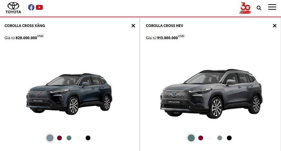 Bảng giá xe Corolla Cross sau khi tăng giá