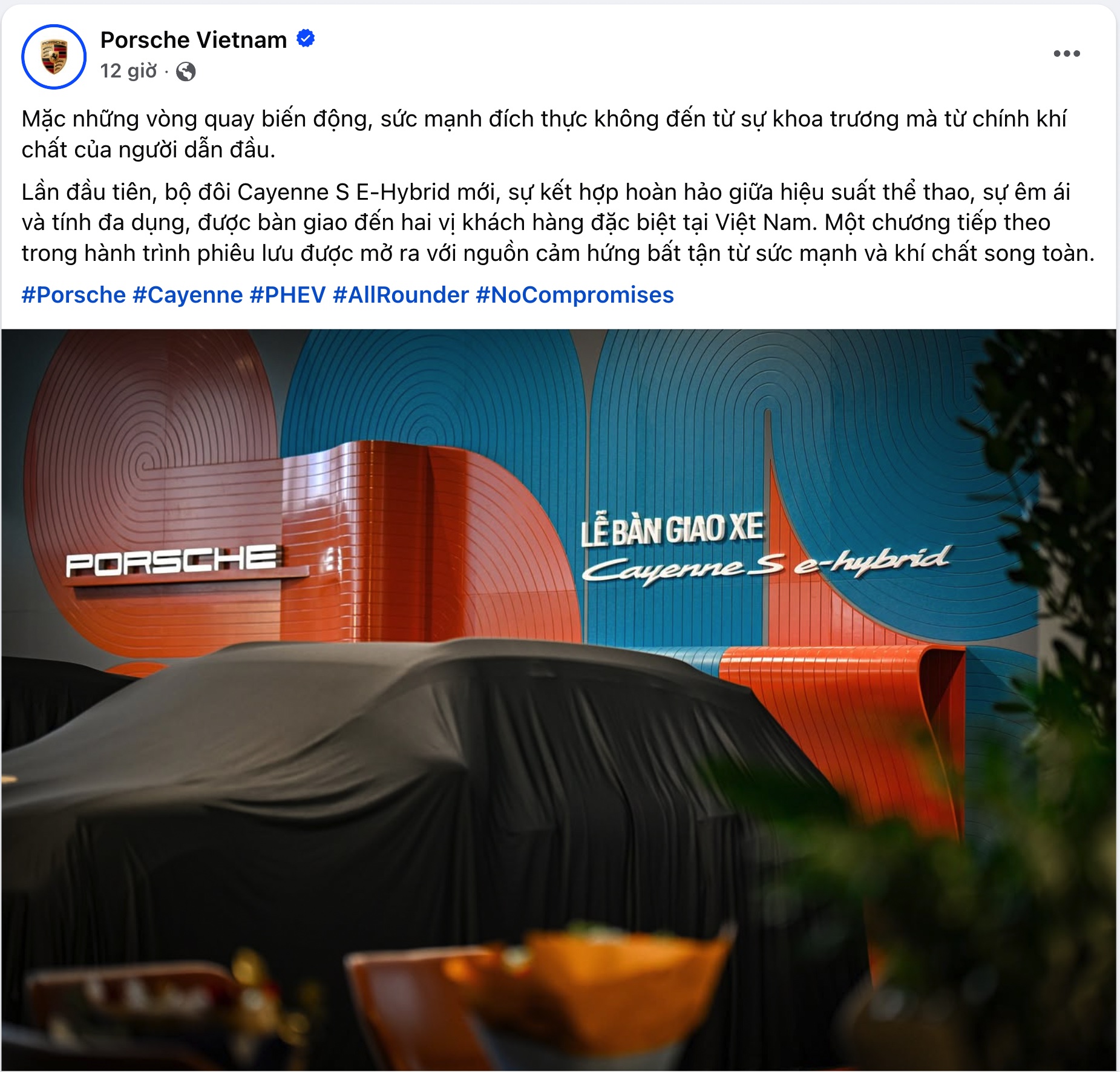 Bài đăng trên trang facebook chính thức của Porsche Việt Nam