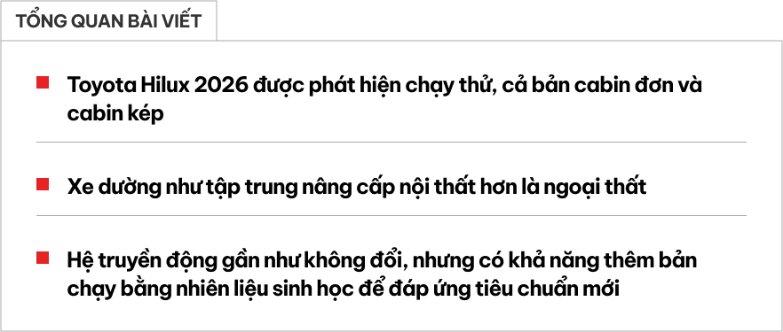 Toyota Hilux 2026 cabin đơn chạy thử