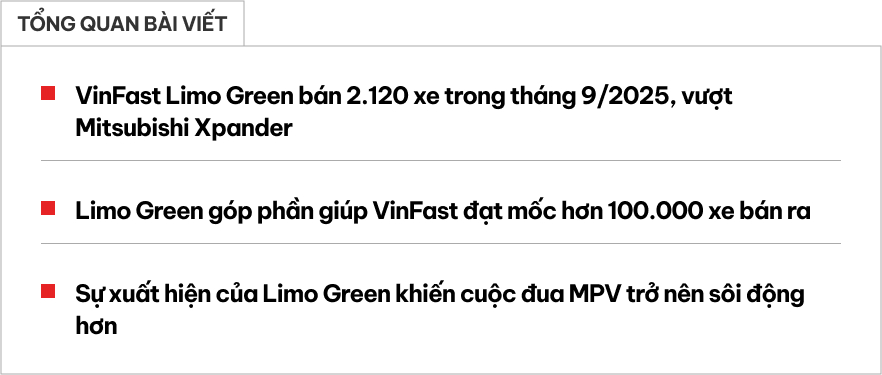 VinFast Limo Green vượt Mitsubishi Xpander