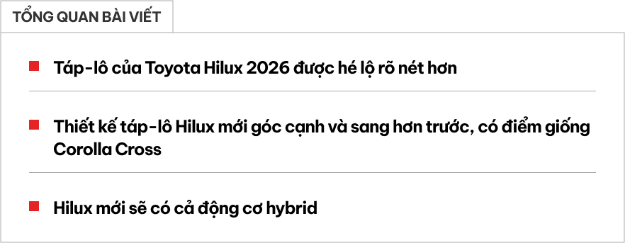 Ảnh nội thất Toyota Hilux 2026 với táp-lô hai tông màu