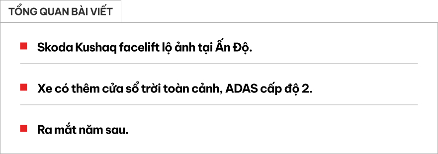 Skoda Kushaq facelift xuất hiện trên đường phố Ấn Độ