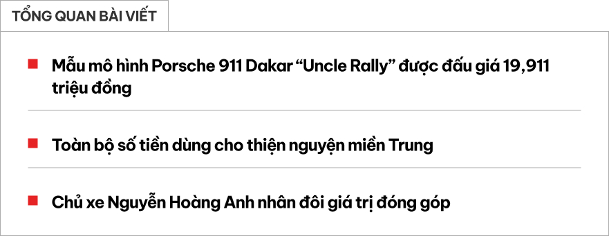 Mô hình Porsche 911 Dakar phiên bản Uncle Rally sắp được đấu giá
