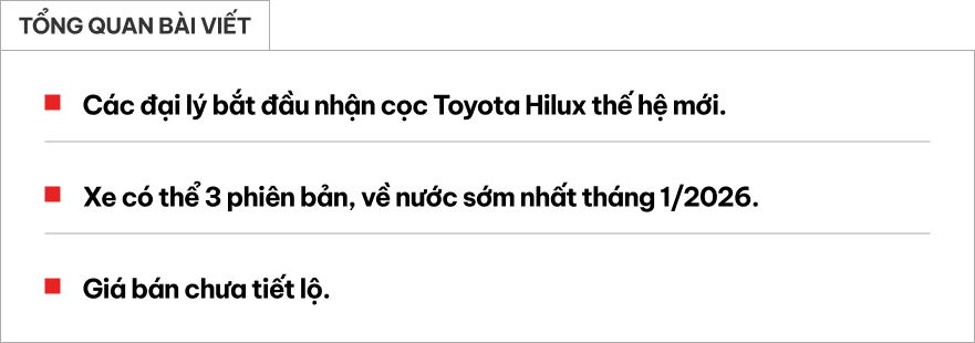 Toyota Hilux 2026 nhận cọc tại Việt Nam