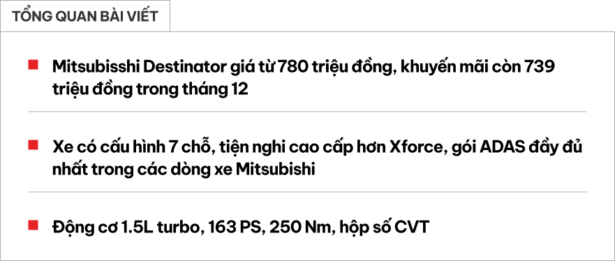 Mitsubishi Destinator ra mắt Việt Nam: Giá sau giảm từ 739 triệu đồng, 2 bản đều có ADAS, dễ thế chỗ Outlander cạnh tranh CX-5, Tucson- Ảnh 1. Mitsubishi Destinator ra mắt Việt Nam